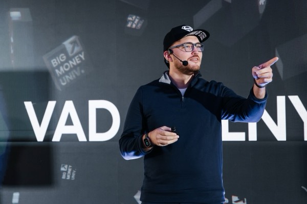 Vadym Melnyk speaking on stage